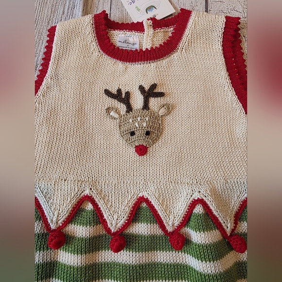Melange Size 2T Hand Knit Christmas Holiday Dress New w/ Tag Made In Armenia - Picture 2 of 7